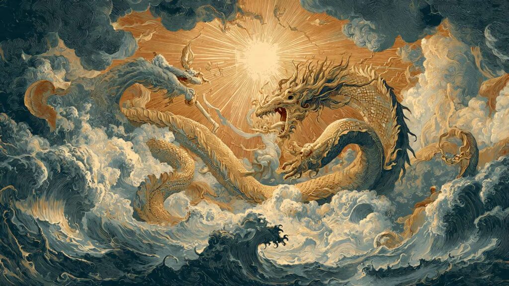 Biblical Leviathan sea monster from Job 41 illustration